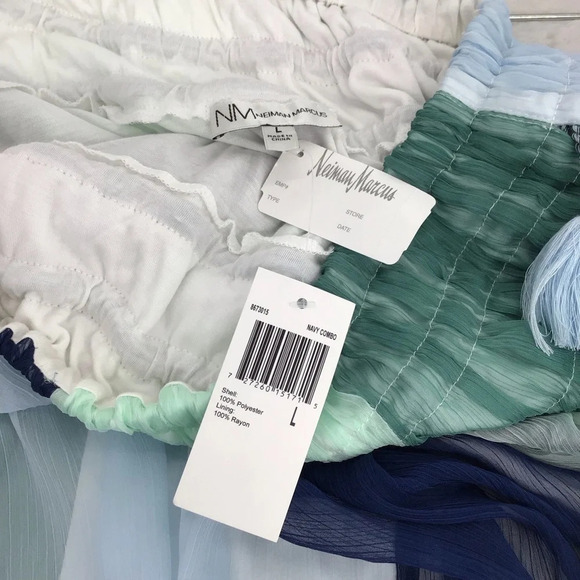 Neiman Marcus Women’s Blue Green A-Line Maxi High Rise Boho Skirt NWT Size L - Picture 5 of 7